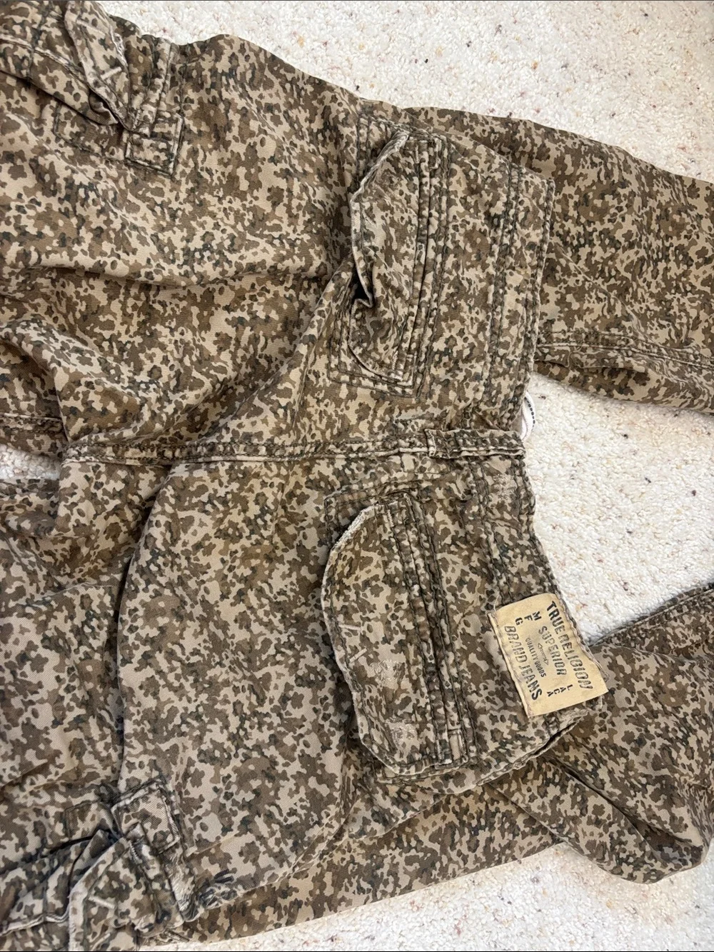 True Religion Brown Digital Camo Cargo Joggers